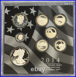 2014 S Limited Edition Silver Proof Set withbox & COA 8 Coins Total