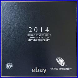 2014-S US Mint Limited Edition Silver Proof Set. 8 Coins Box & COA! Silver Eagle