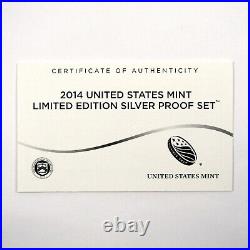 2014-S and W Limited Edition Silver US Mint Eight Coin Proof Set with Box and COA