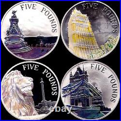2014 Silver Proof Portrait Of Britain £5 4 Coin Set Box COA Royal Mint