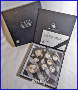 2014 U. S. Mint Limited Edition Silver Proof Set Box Slip Cover COA STOCK