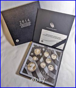 2014 U. S. Mint Limited Edition Silver Proof Set Box Slip Cover COA STOCK