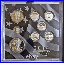 2014 U. S. Mint Limited Edition Silver Proof Set Box Slip Cover COA STOCK