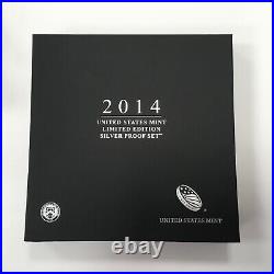 2014 U. S. Mint Limited Edition Silver Proof Set Box Slip Cover COA STOCK