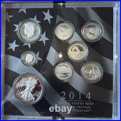 2014 United States Mint Limited Edition Silver Proof Set Complete Box Toning