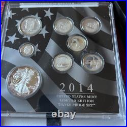 2014 United States Mint Limited Edition Silver Proof Set Complete Box Toning