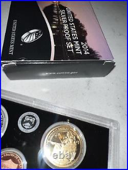 2014 United States Mint Silver Proof Set With Box And COA! Free Shipping 2014 United States Mint Silver Proof Set With Box And COA! Free Shipping