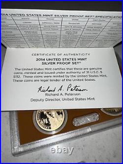 2014 United States Mint Silver Proof Set With Box And COA! Free Shipping 2014 United States Mint Silver Proof Set With Box And COA! Free Shipping