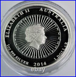 2014 p ABALONE SHELL Australia1 oz. 999 silver Proof coin COA & BOX