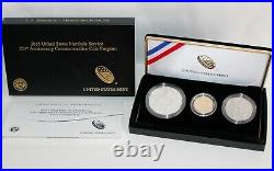 2015 3-Coin U. S. Marshals Commemorative Proof Set with Box and COA Gold + Silver