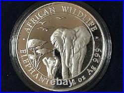 2015 African Wildlife Somalian Elephant Silver 4 Coin Proof Set in Box with COA