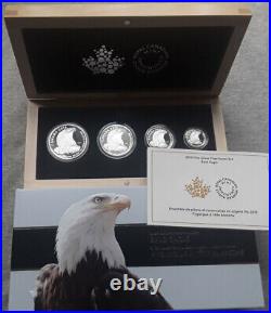 2015 BALD EAGLE CANADIAN 1.85oz SILVER PROOF 4 COIN SET WithBOX, CASE, & COA