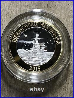 2015 First World War Royal Navy Piedfort two pound silver proof coin box coa