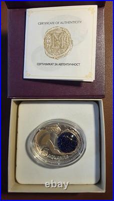 2015 Macedonia 10 Denars Aquarius Zodiac Silver Proof Coin Ag925 Box & COA 21g