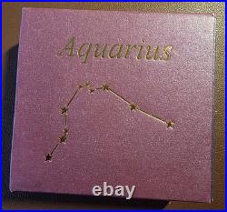 2015 Macedonia 10 Denars Aquarius Zodiac Silver Proof Coin Ag925 Box & COA 21g