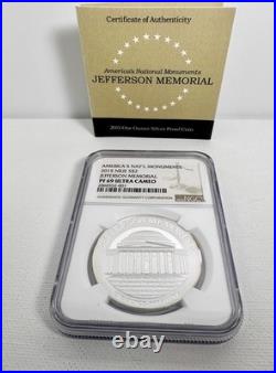 2015 Niue $2 Jefferson Memorial NGC PF69 UCAM 1 oz Silver Proof Box & COA