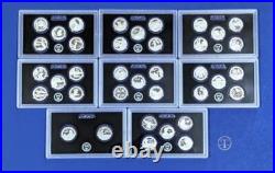 2015 S 2022 S SILVER Proof Quarter Set No Box/COA-8 Sets