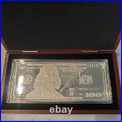 2015 Silver Proof 1oz. 999 Silver $100 Bill with COA and Box