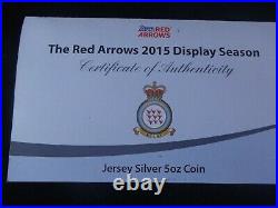 2015 Silver Proof Colour 5oz Jersey £10 Coin Box +coa Red Arrows Display 1/450