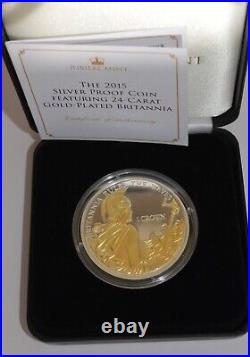 2015 Silver Proof Gold Plated Britannia Falkland Island Box + COA