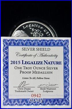 2015 Silver Shield 1 ozt Silver Proof Legalize Nature Box+COA? COINGIANTS