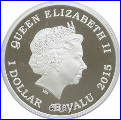 2015 Tuvalu Back to the Future DeLorean $1 One Dollar Silver Proof Coin Box Coa