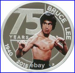 2015 Tuvalu Bruce Lee 75th Anniversary $1 One Dollar Silver Proof Coin Box Coa