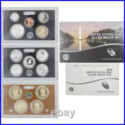 2015 US MINT SILVER PROOF SET 14 COINS (5) Sets In Mint Sealed Box