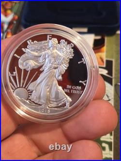 2015-W American Silver Eagle 1 oz Proof Coin OGP Box COA US Mint Gem