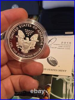 2015-W American Silver Eagle 1 oz Proof Coin OGP Box COA US Mint Gem