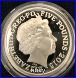 2015 Winston Churchill £5 Silver Proof Coin Box, COA, & 1965 Commemorative
