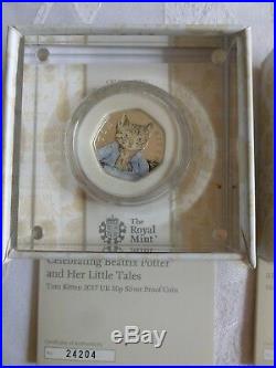 2016 2017 Peter Rabbit Beatrix Potter FULL SET 8 Silver Proof 50p coins box CoA