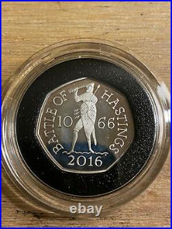 2016 Battle of Hastings Piedfort 50p Fifty Pence Silver Proof Coin Box Coa