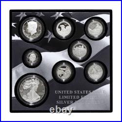 2016 Limited Edition Silver Proof Set Black Box & COA 7 Coins and Silver Eagle