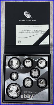 2016 S Silver Proof US Mint Limited Edition 8 Coin Set with Original Box & COA