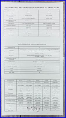 2016 S Silver Proof US Mint Limited Edition 8 Coin Set with Original Box & COA 2016 S Silver Proof US Mint Limited Edition 8 Coin Set with Original Box & COA