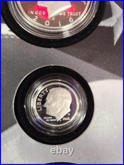 2016 S Us Mint Limited Edition Silver Proof Set 8 Coins Set + Us Mint Box & Coa