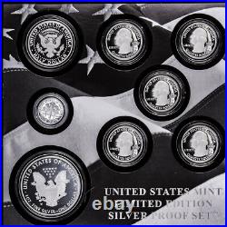 2016 S Us Mint Limited Edition Silver Proof Set 8 Coins Set + Us Mint Box & Coa