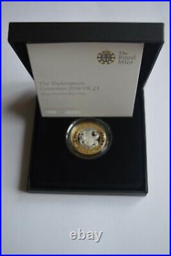 2016 Shakespeare Comedies Silver Piedfort Proof £2 Two Pounds Coin COA + Box