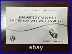 2016 US Mint Limited Edition Silver Proof Set 8 Coins In Box & COA 2016 US Mint Limited Edition Silver Proof Set 8 Coins In Box & COA