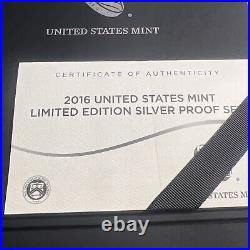 2016 US Mint Limited Edition Silver Proof Set w OGP Box & COA