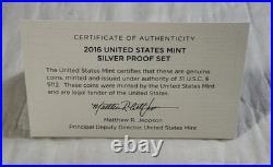 2016 US Mint Silver Proof Set S San Francisco Box & COA 90% Silver