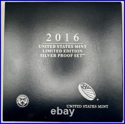 2016 U. S. Mint Limited Edition Silver Proof Set 8 Coins Box COA