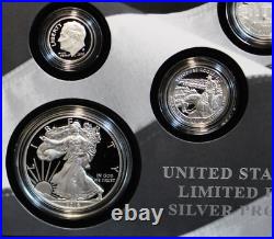 2016 Us Mint Limited Edition Silver Proof Set 8 Coin Box & Coa
