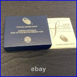 2016 W US Mint American Eagle One Ounce Silver Proof with Box & COA