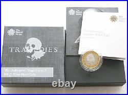 2016 William Shakespeare Tragedies £2 Two Pound Silver Proof Coin Box Coa