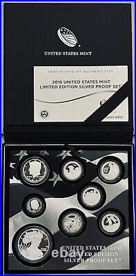 2016-s Limited Edition Silver Proof Set Ultra Cameo 8 Coin Set Box/coa Gem/unc