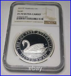 2017 Australia Swan 1oz Silver PROOF Coin NGC PF70 UC + Box/CoA