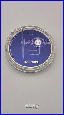 2017 Disney Star Wars TIE/LN FIGHTER Niue $2 Color Silver Proof Coin withBox & COA