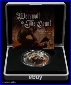 2017 Ghana 5 Cedis Werewolf vs The Count 1 oz Silver Proof Color Coin in Box